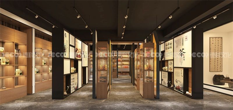 茶酒文化展覽館裝修中是否有茶酒文化的展示墻或展示柜？